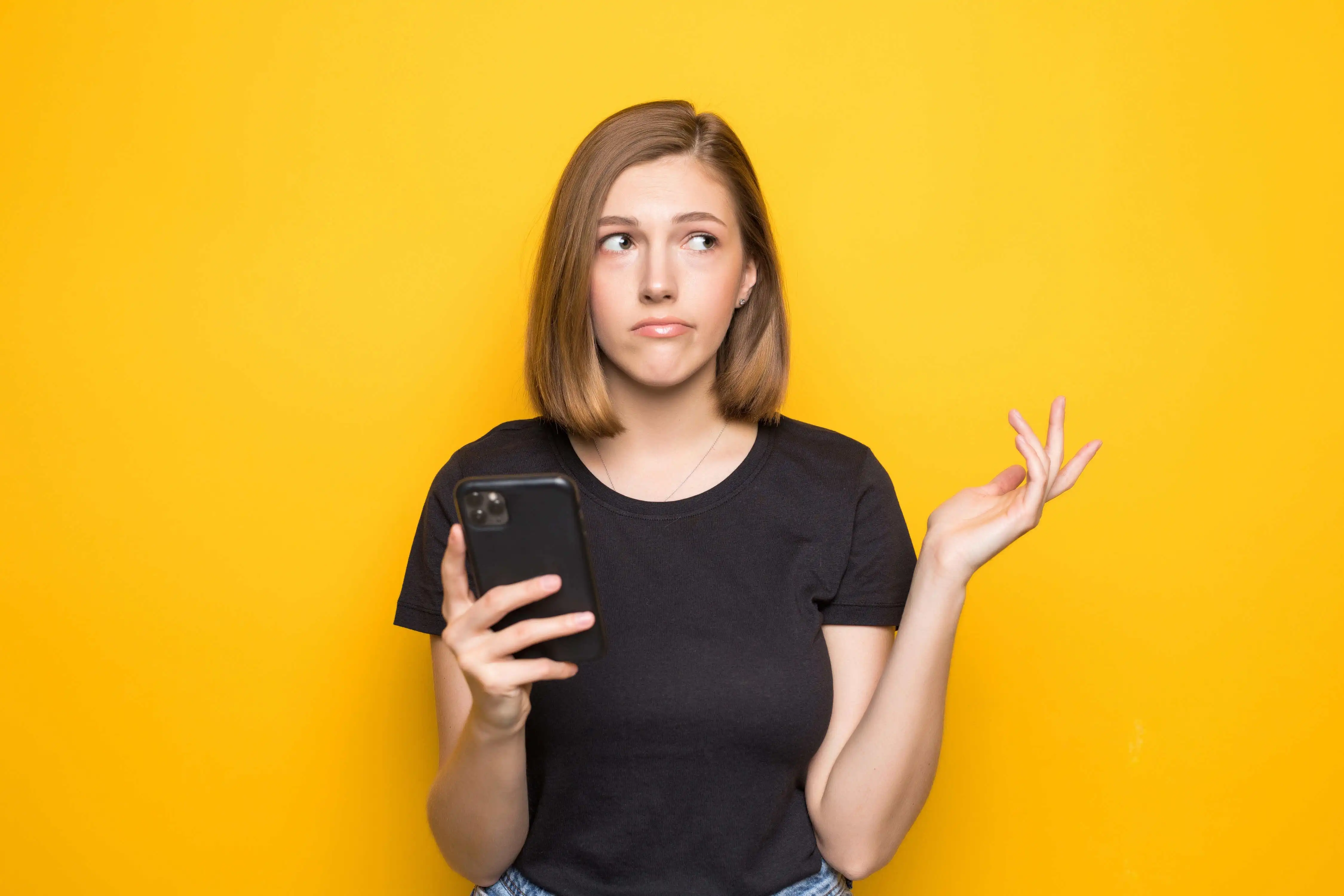 a woman with her phone.